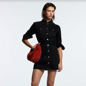 Zara Belted Denim Dress in Black